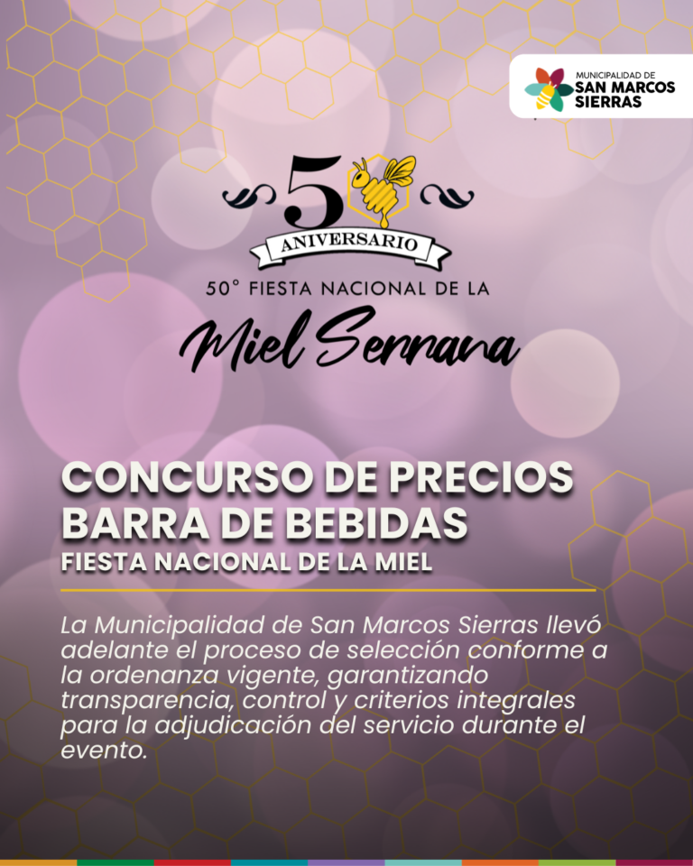 Concurso de Precios para la Barra de Bebidas en la Fiesta Nacional de la Miel Serrana 2026