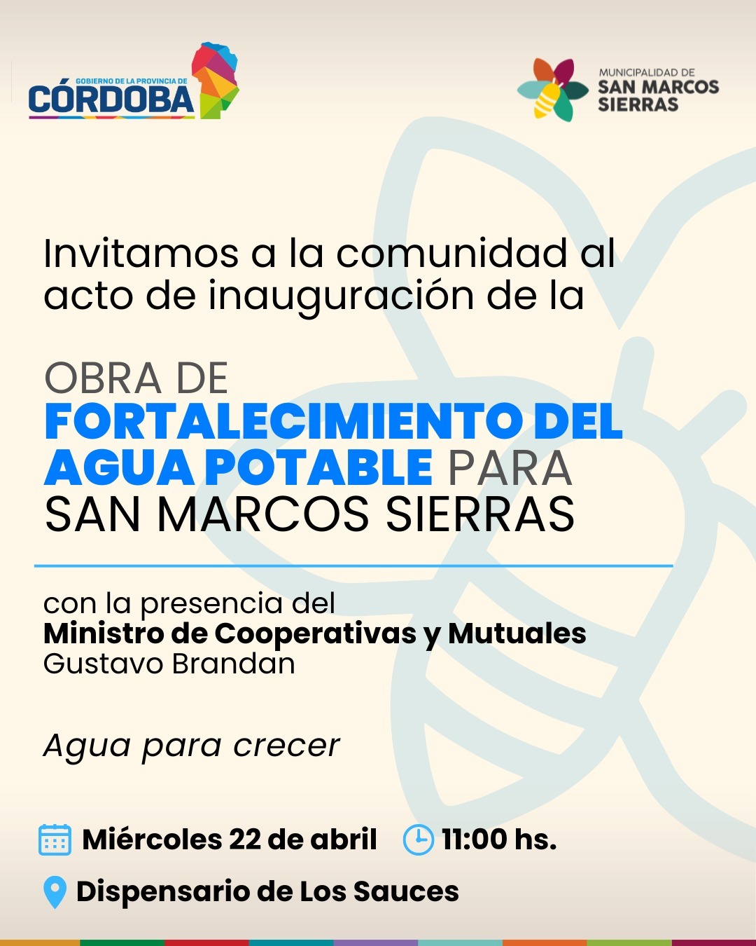 San Marcos Sierras inaugura una obra clave para el fortalecimiento del sistema de agua potable